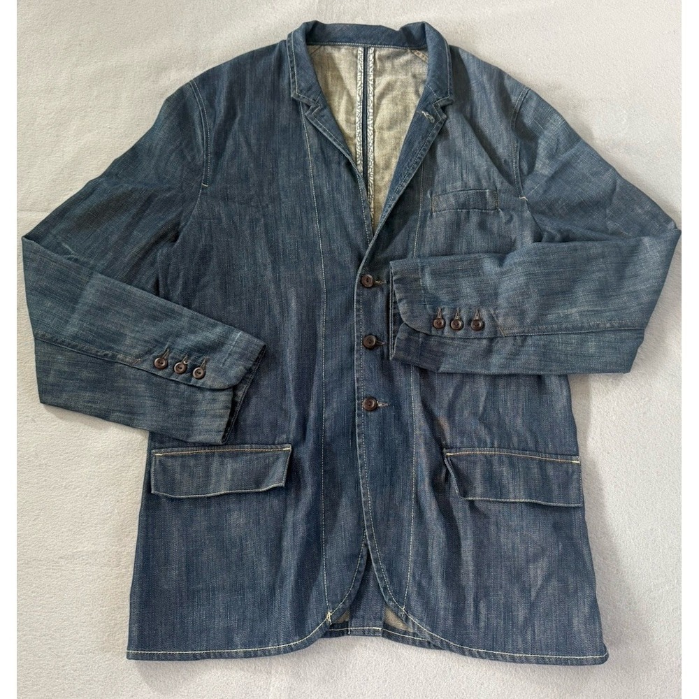VTG Levi's Capital E Denim Unstructured Blazer Sport Coat Workwear Jacket L Y2K